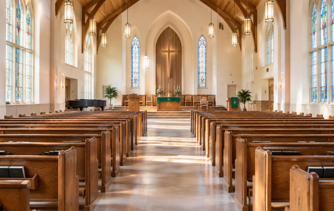 Bright welcoming church sanctuary